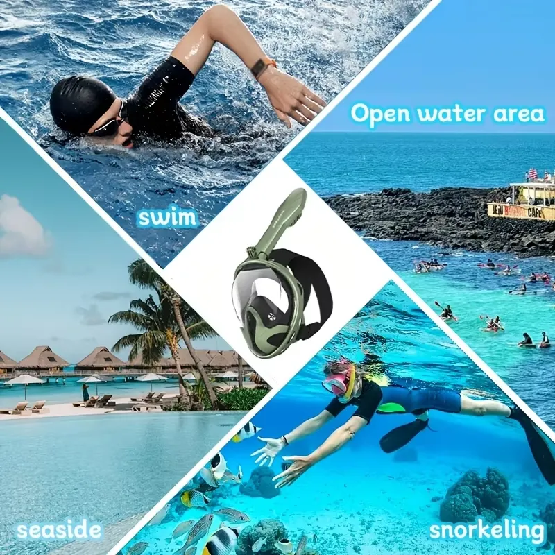 Snorkel Mask Full Face - 大人用フルフェイスシュノーケルマスク180 ° パノラマビュー 曇り止め 漏れ防止 軽量