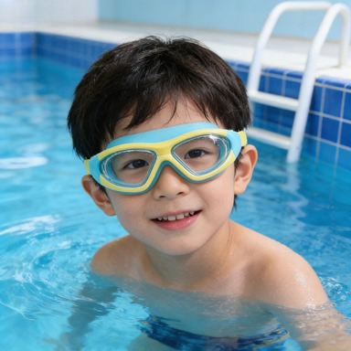 Swim Goggles Anti Fog Uv - 高精細子供用防水防曇水泳用大型フレームメガネ、便利なゴーグルシリコン接続耳栓