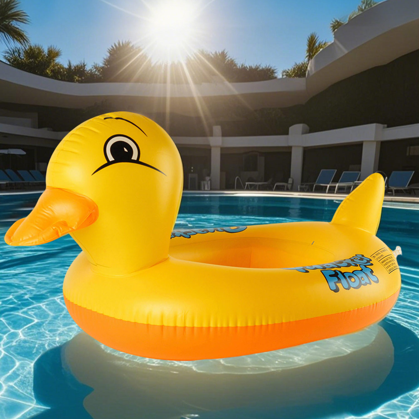 Pool Float Ring Inflatable - 1PC アヒル型厚みのあるインフレータブル脇の下フロート、シートリング付き、子供用サマープール&ビーチフロート、水遊びに最適