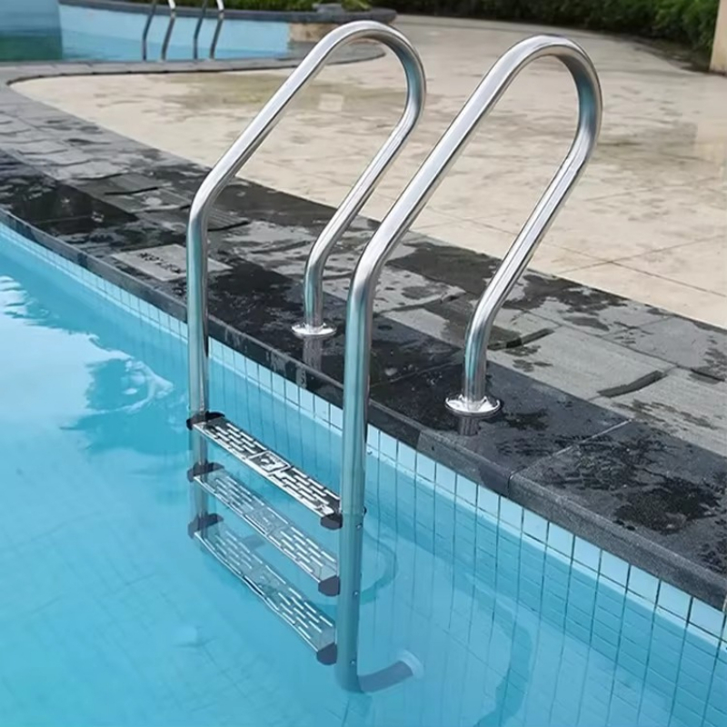 Pool Ladder Above Ground - 地上設置型ステンレス製3段・4段ステップ、厚さ1.0mm・1.2mm・1.5mm、プール用オプションペダル付きはしご