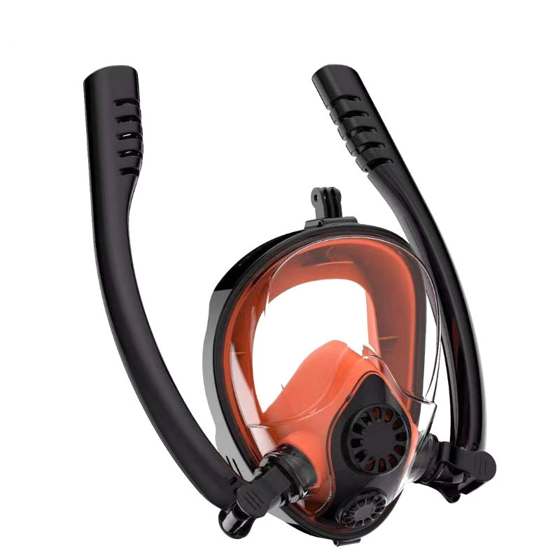 Snorkel Mask Full Face - ダブルチューブシュノーケリングマスク、完全乾式曇り止め・窒息防止フルフェイスダイビングマスク、大人と子供向けユニバーサル