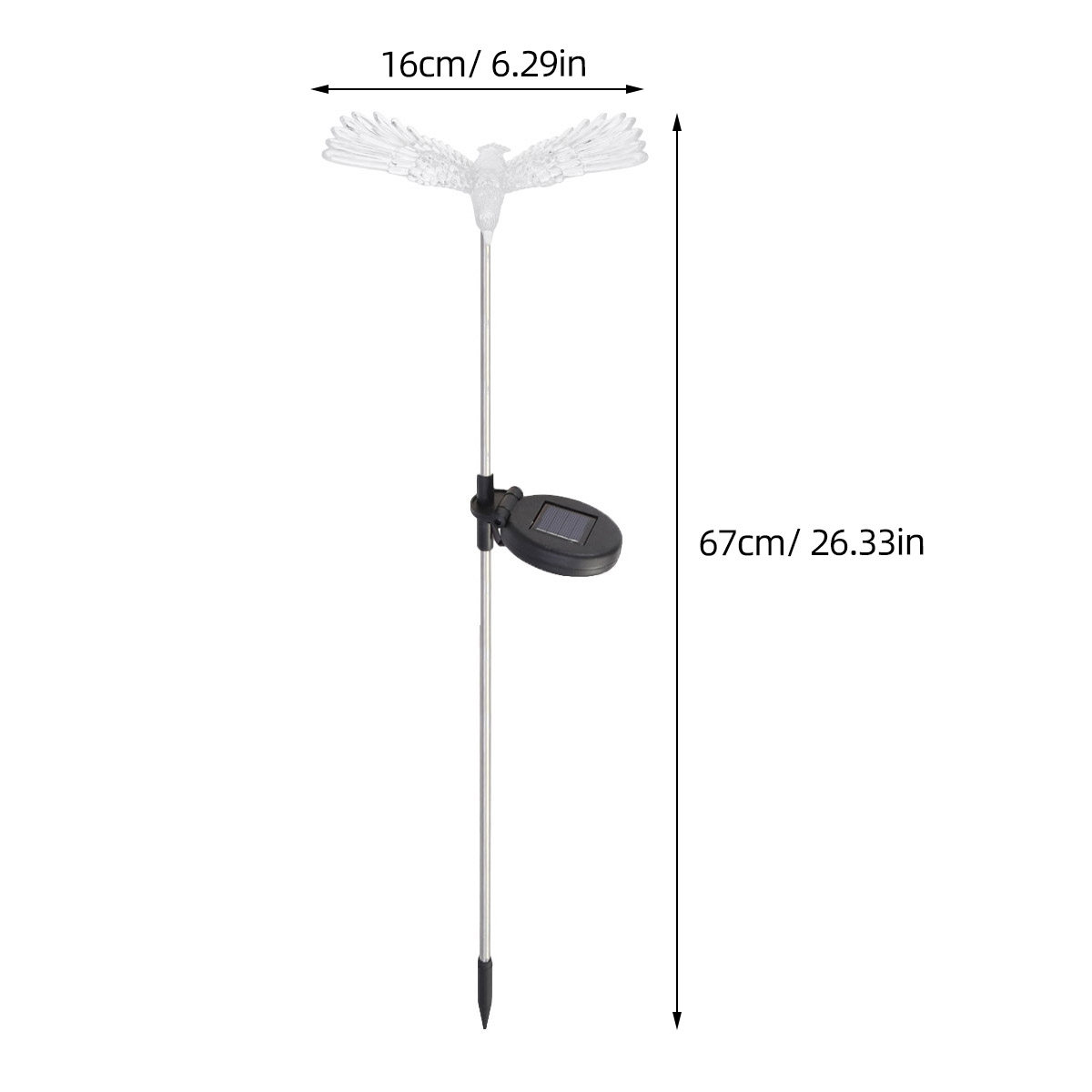 防水仕様のソーラーガーデンライト。鳥の形をした地面に差し込む - Pool Light Solar Rechargeable のレビューと価格