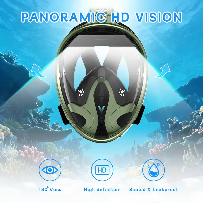 大人用フルフェイスシュノーケルマスク180 °   パノラマ - Snorkel Mask Full Face のレビューと価格