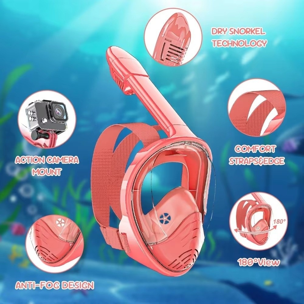 プロ仕様折りたたみ式シュノーケリングマスク、漏れ防止、曇り止 - Snorkel Mask Full Face のレビューと価格
