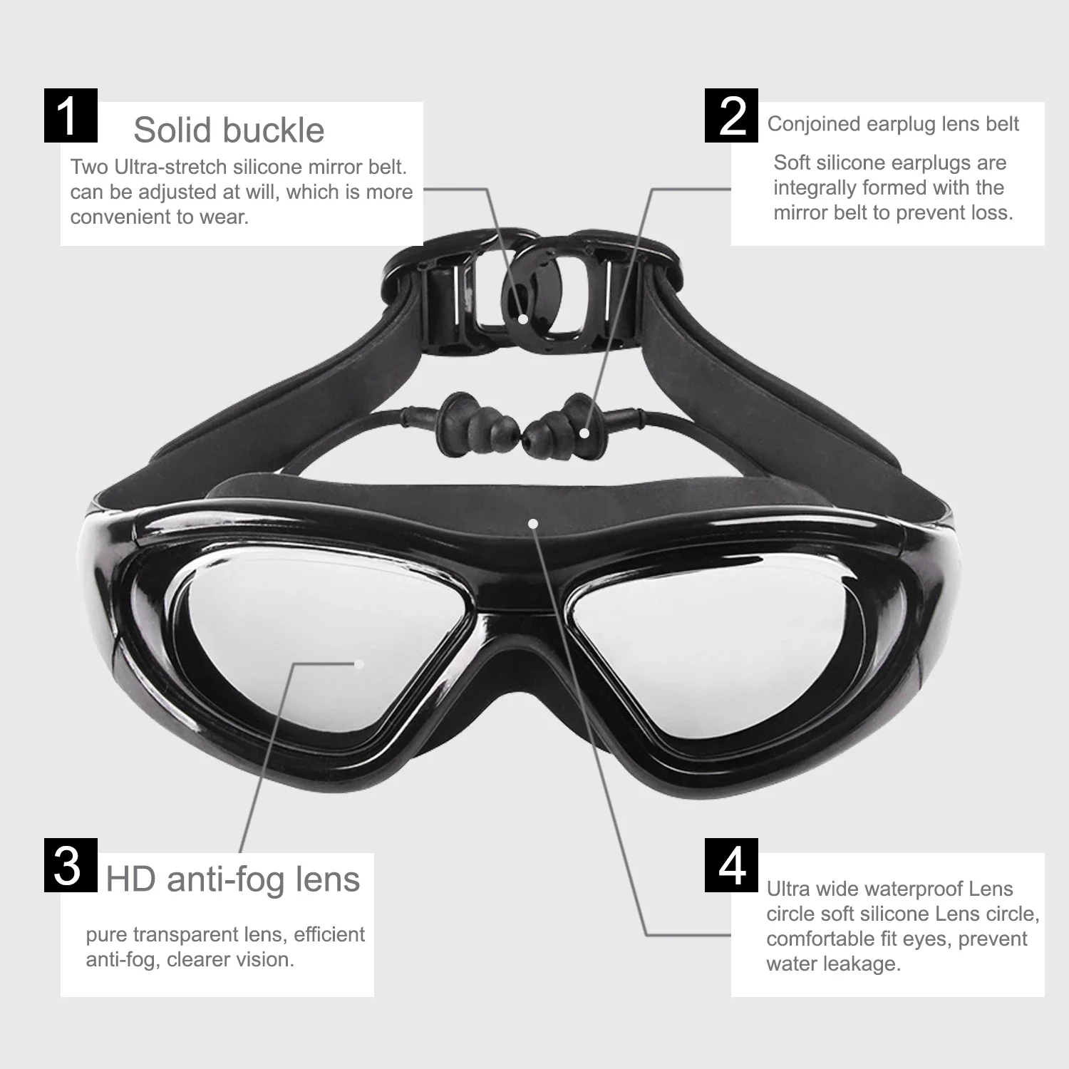 近視-男性と女性のための防曇スプレー付きシリコン水泳用ゴーグ - Swim Goggles Anti Fog Uv のレビューと価格