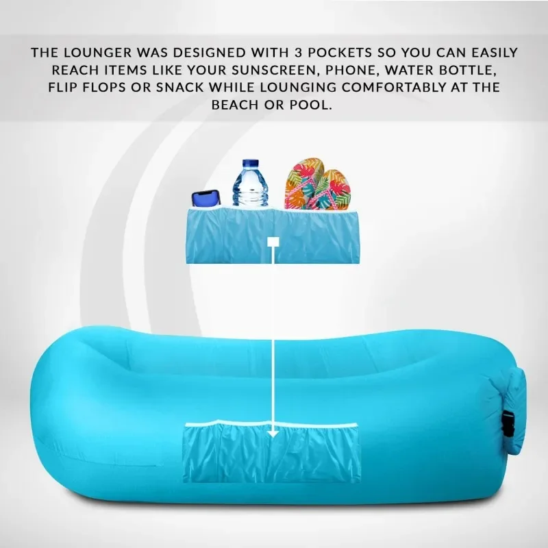 キャンプやハイキング用のインフレータブルエアソファ,ビーチチ - Pool Lounger Inflatable のレビューと価格