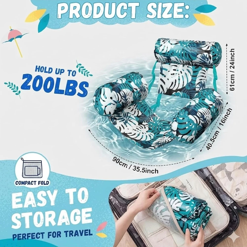 インフレータブルプールフロートチェア、大人用折りたたみ式フロ - Pool Lounger Inflatable のレビューと価格