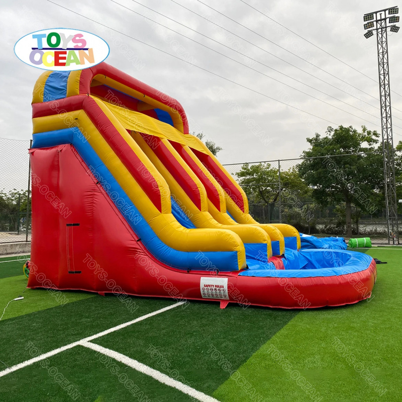 赤黄青トリプルレーンインフレータブルウォータースライド |  - Water Slide Inflatable のレビューと価格