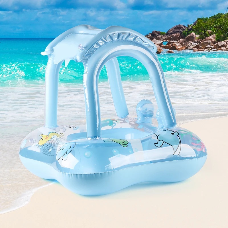 日よけ付きのインフレータブルプール用ラウンジフロート。夏のプ - Pool Float Ring Inflatable のレビューと価格