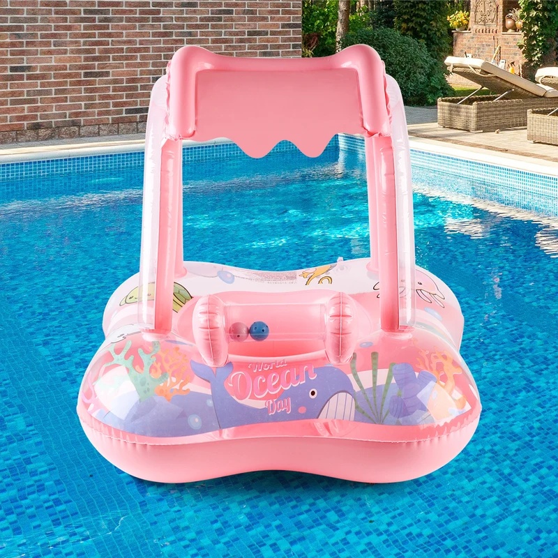 日よけ付きのインフレータブルプール用ラウンジフロート。夏のプ - Pool Float Ring Inflatable のレビューと価格